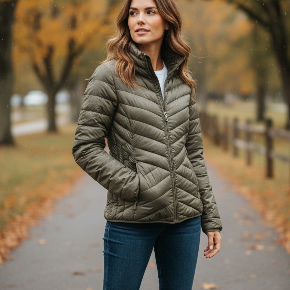 Ellen Tracy Men's Green Puffer Jacket